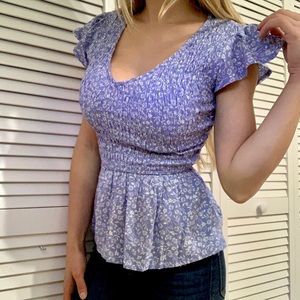 Blouse blue and White
